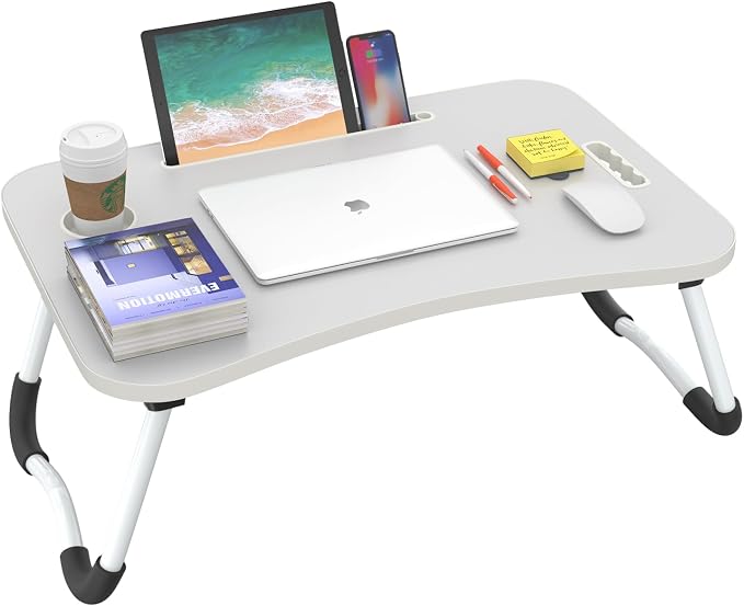 BUYIFY Folding Lap Desk, 23 Inch Portable Wood Grey Laptop Bed Desk Lap Desk by BUYIFY