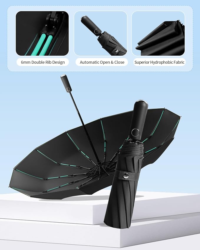 Large Double-Ribs Umbrella Automatic Folding Umbrella - Image 8