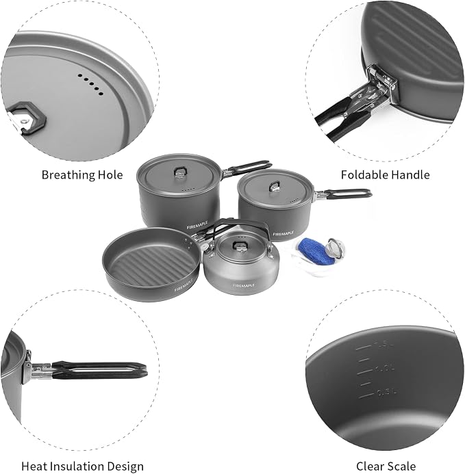 Fire-Maple Feast 4 Piece Camping Cookware Cookware Cookware Kit Outdoor - Image 2