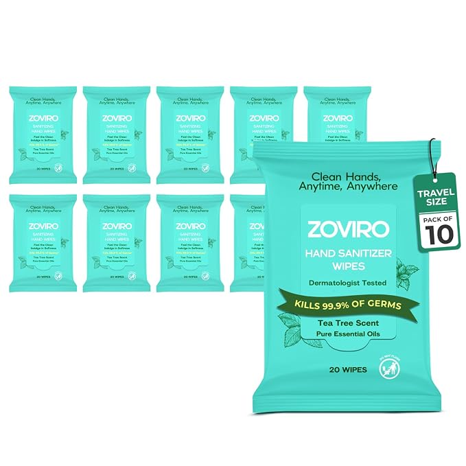 Zoviro Hand Sanitizer Wipes, Moisturizing by ZOVIRO
