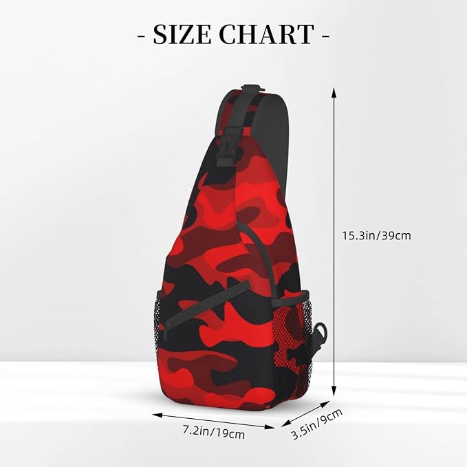 SUPLUCHOM Sling Bag Military Camouflake Camo Red Black Hiking Daypack Crossbody - Image 3