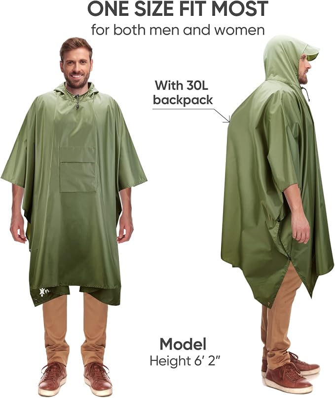 PTEROMY Hooded Rain Poncho for Adult - Image 4