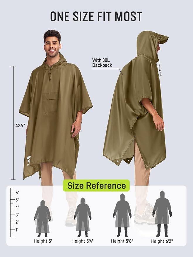 SaphiRose Extra Thick Hooded Rain Poncho Double Layer Waterproof Raincoat Jacket - Image 3