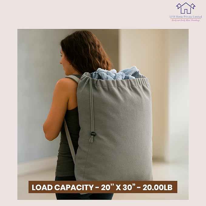 LFH Home Cotton Canvas Large Laundry Bag - Image 5