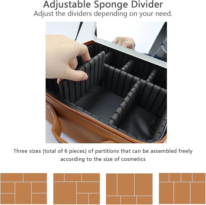 Makeup Bag with Led Mirror, Travel Makeup Organizer with 3 Color Setting & 10X - Image 3