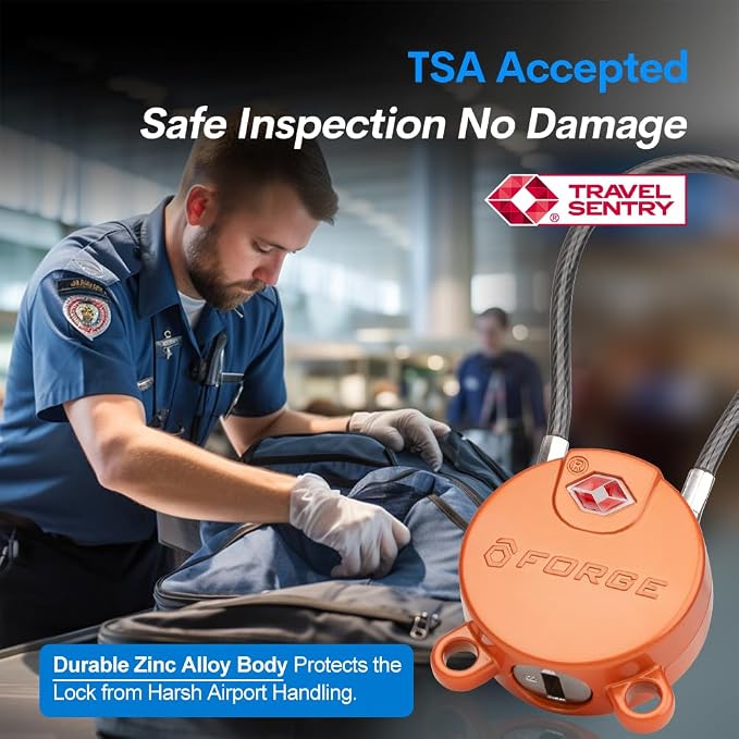 Forge TSA Approved Luggage Locks Ultra-Secure Dimple Key Cable Locks - Image 2