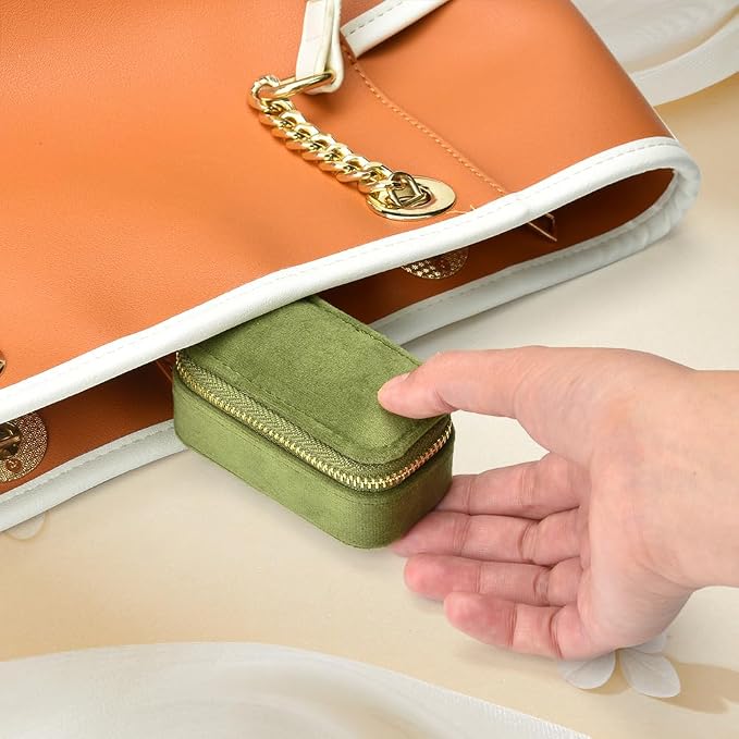 Small Travel Jewelry Case, Mini Tiny Plush Velvet Jewelry Box - Image 6