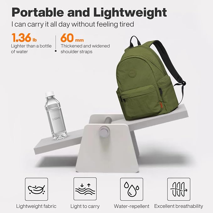 mixi Outdoor Lightweight Backpack Casual Carry On Laptop Backpack Travel Bookbag - Image 3
