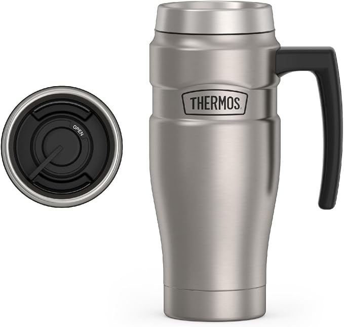 THERMOS Stainless King Vacuum-Insulated Travel Mug, 16 Ounce, Matte Stainless by Thermos