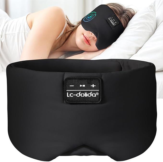 LC-dolida Sleep Mask with Bluetooth Headphones, Ice Silk Sleep Headphones with by LC-dolida