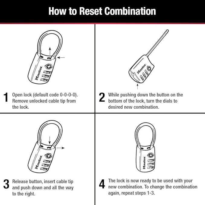 Master Lock Blue Set Your Own Combination TSA Approved Luggage Lock, Travel - Image 5
