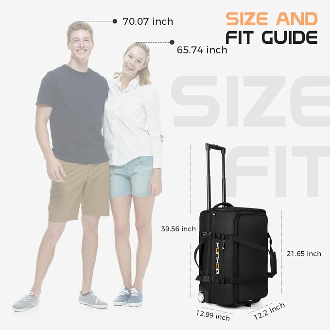 Rolling Duffle Bag with Wheels, Large Travel Duffel Bag with Shoe Compartment - Image 7