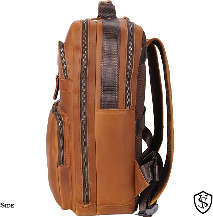 STAR VISTA Angelo 17.3" Vintage Full Grain Leather Laptop Backpack - Image 3