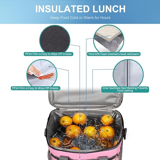 iknoe Large Foldable Cooler Bag, 8.5L Insulated Lunch Bag, Leakproof Lunch - Image 6