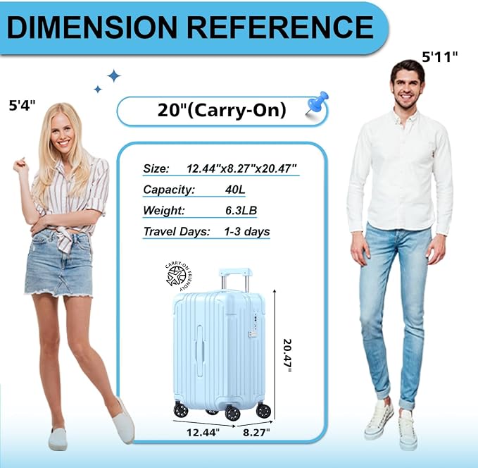 Krute Carry on Luggage 20 Inch Suitcases - Image 2