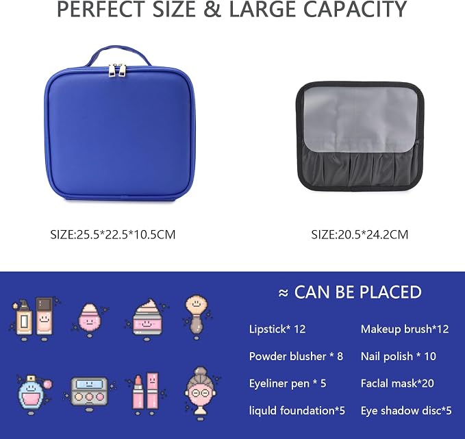 Makeup Bag with Led Mirror, Travel Makeup Organizer with 3 Color Setting - Image 2