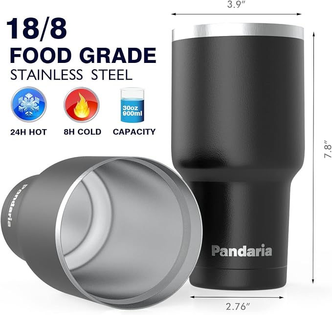 30 oz Travel Coffee Tumbler Cup, Double Wall Stainless Steel Reusable Spill - Image 4