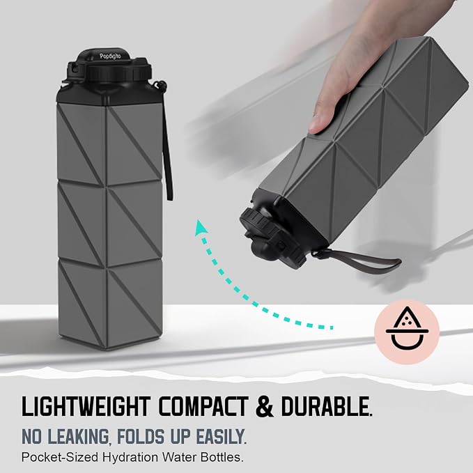 2pcs Collapsible Water Bottles 20.6oz Foldable Water Bottle BPA Free Reusable - Image 8