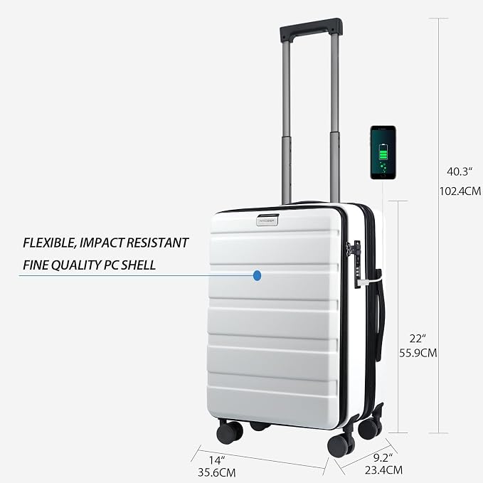 KROSER Carry On Luggage with Spinner Wheels & Built-in TSA Lock, Expandable Top - Image 2