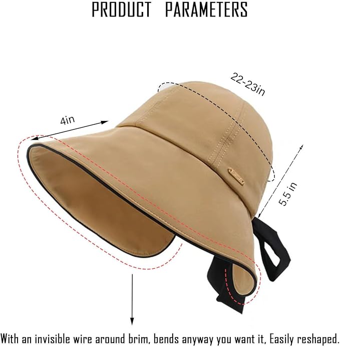 Wide Brim Hats for Woman Foldable Hats Sun Hats for Women uv Protection Bowknot - Image 6