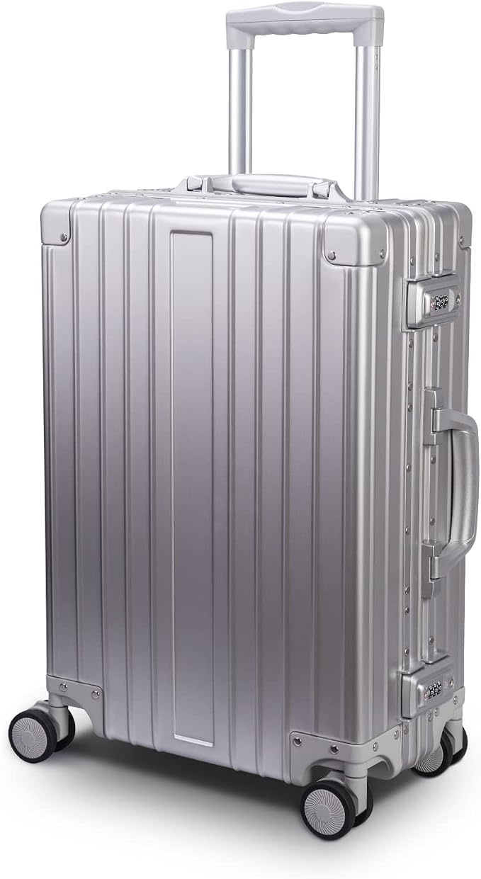 TRAVELKING All Aluminum Carry On Luggage Zipperless Hard Shell Luggage Case by TRAVELKING