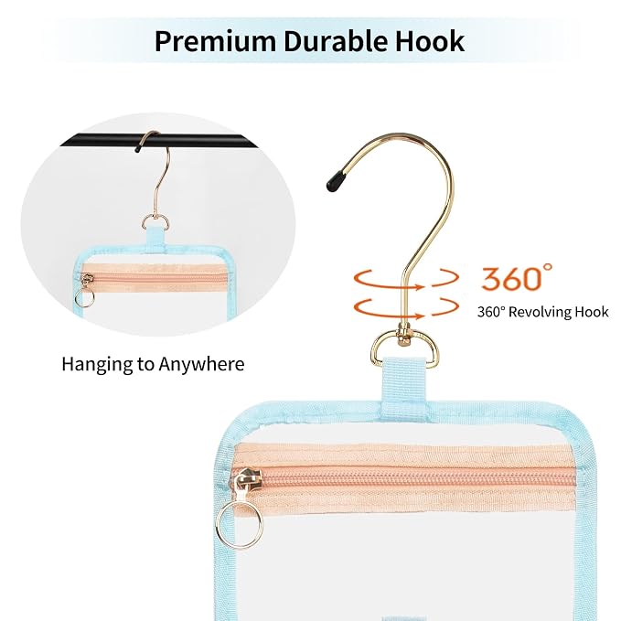 CUBETASTIC Hanging Travel Toiletry Bag, Transparent 3 Comparment Small Travel - Image 3