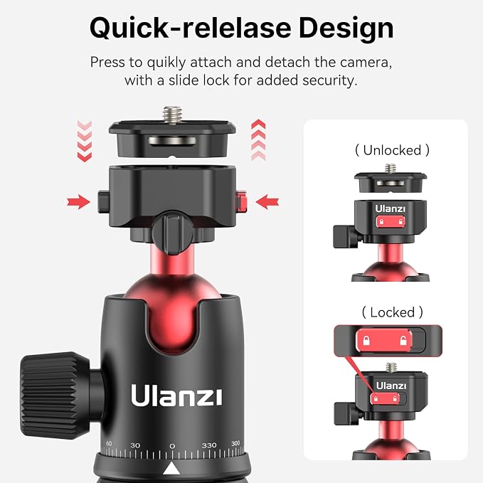 ULANZI TT31 72.4" Camera Tripod, Foldable Tripod & Monopod Aluminum w Claw - Image 4