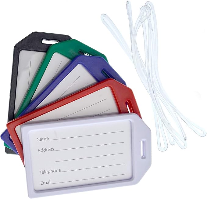 5 Pack - Premium Rigid Airline Luggage Tag Holders - Heavy Duty Hard Plastic by Specialist+ID