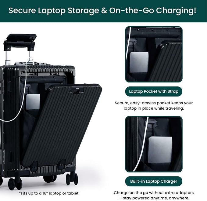Nobl Travel Carry On Luggage, Noble Zipperless Aluminum Frame PC Hard Shell - Image 2