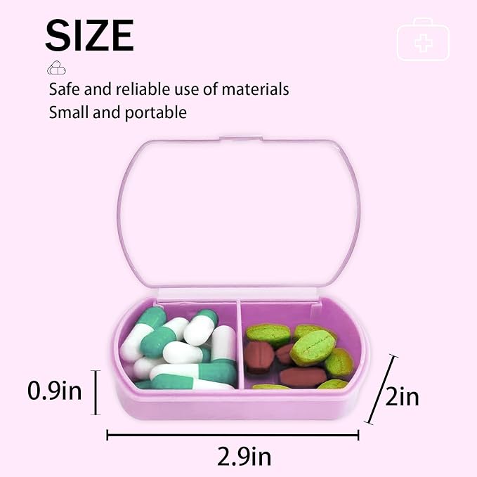 2PCS Small Pill Case Travel Pill Box Cute Pill Organizer - Image 2