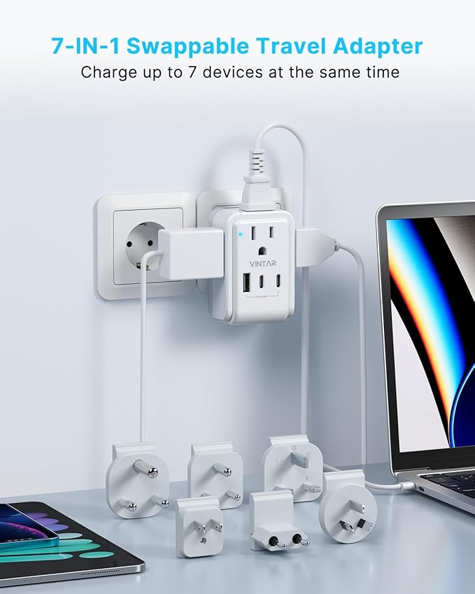 VINTAR Universal Travel Adapter Kit, 0.5ft Detachable Extension Cord - Image 3