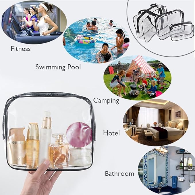 APREUTY Clear Makeup Bags, TSA Approved 6 Pcs Cosmetic Makeup Bags Set Clear PVC - Image 9