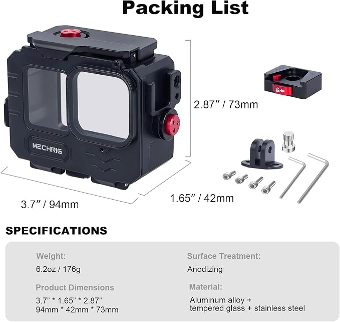 Aluminum Waterproof Case for GoPro HERO13 Black HERO12 HERO11 HERO10 HERO9 - Image 7