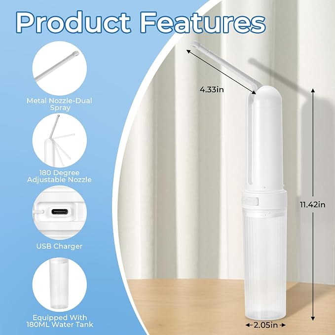 Portable Bidet for Travel USB-C Rechargeable Travel Handheld 3 Pressure Options - Image 2