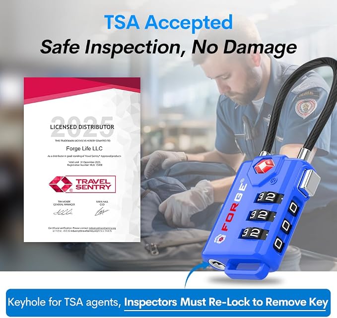 Bright Colors, TSA Approved Luggage Locks 4 Pack, Re-settable Combination - Image 2