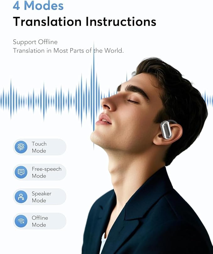 AI Translation Earbuds Real-Time, 144 Languages & Accents, 4-in-1 Open Ear - Image 5