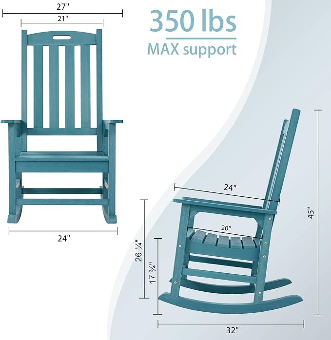 Psilvam Oversized Outdoor Rocking Chair, - Image 3