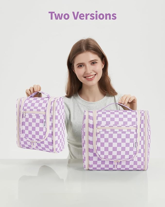 Narwey Small Checkered Hanging Travel Toiletry Bag - Image 9