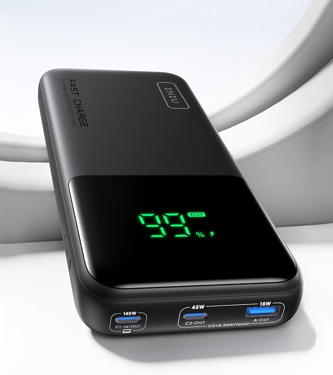 INIU 140W Power Bank, Compact 25000mAh High Capacity Laptop Portable Charger by INIU