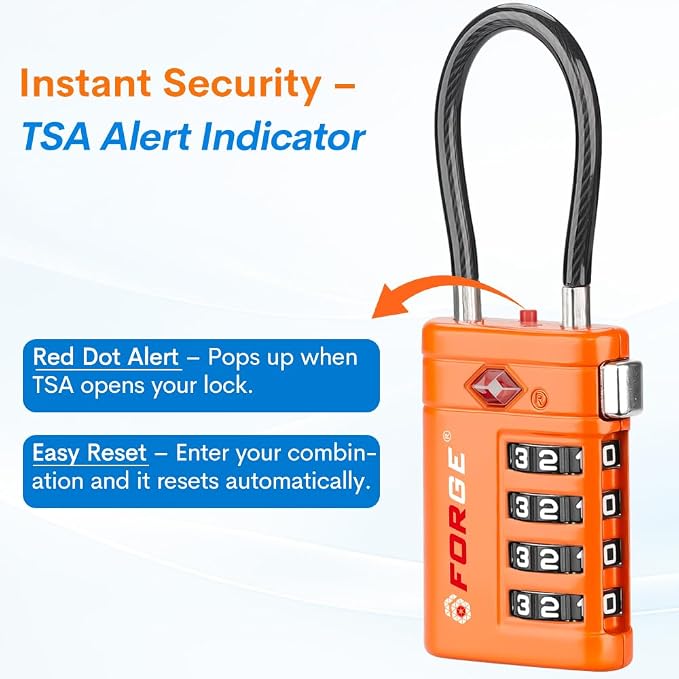 Forge TSA Approved Luggage Locks 4 Digit Combination TSA Travel Locks - Image 4