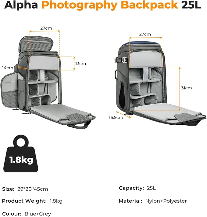 K&F CONCEPT Camera bags Waterproof 25L Large Capacity Camera Case - Image 8