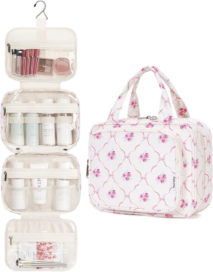 Narwey Hanging Toiletry Bag for Women Travel Makeup Bag Organizer Toiletries - Image 2