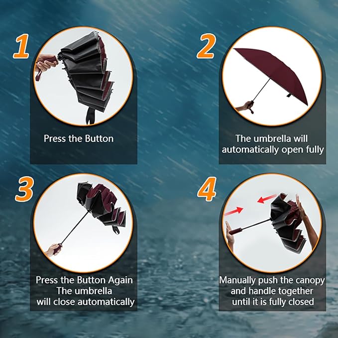 Large Double-Ribs Umbrella Automatic Folding Umbrella - Image 8