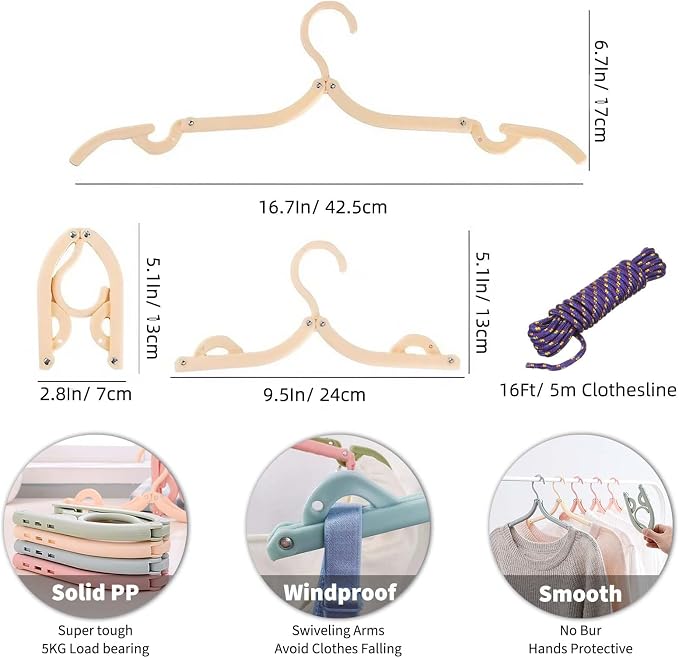 20 Pcs Foldable Travel Hangers - Image 2