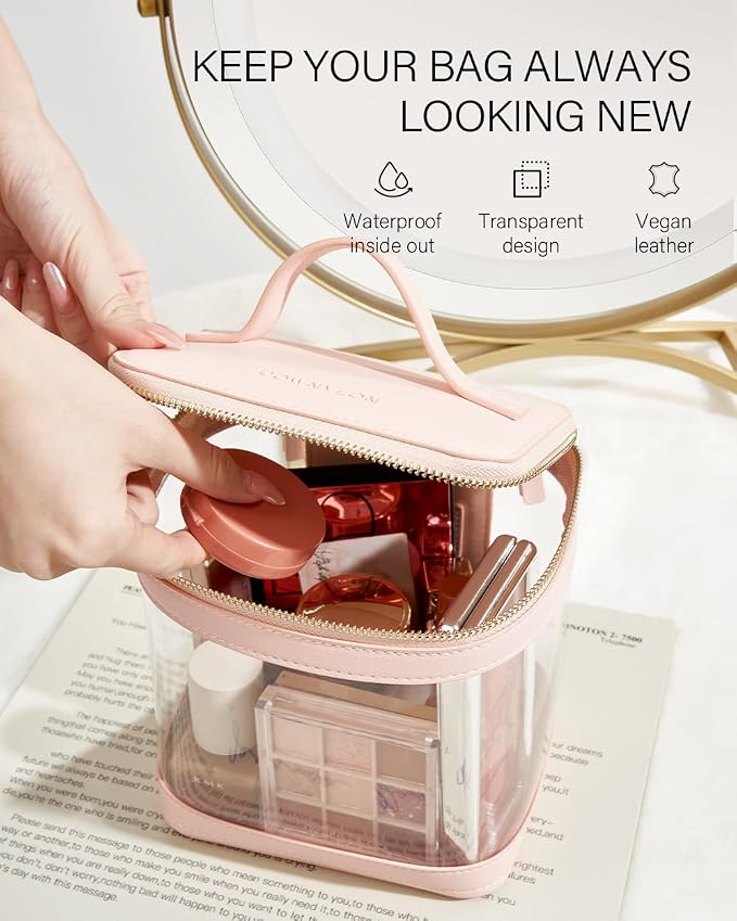 ROWNYEON Clear Makeup Case Toiletry Bag Multipurpose Travel Makeup Train Case - Image 5