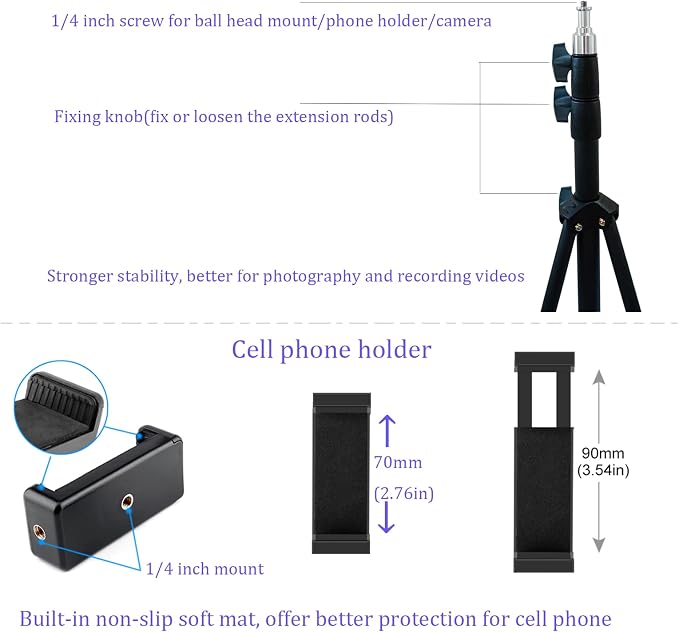 Up to 82.6 Inch Tall Tripod for Cell Phone and Lightweight Camera, Super Tall - Image 5