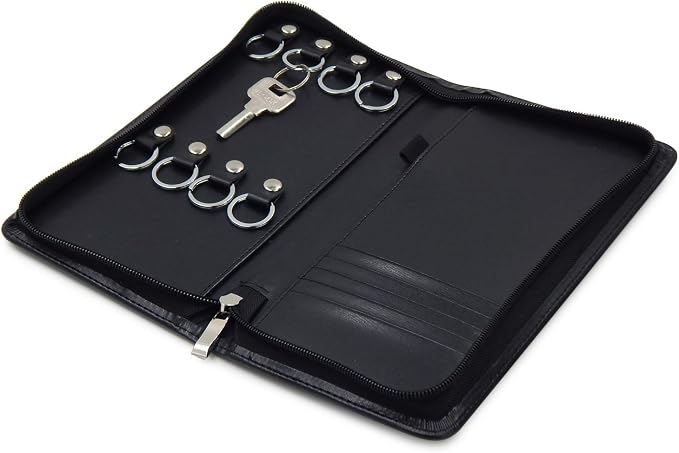 OFFIDIX PU Leather Portable Key Cabinet, 8-Key Hooks Portable Zippered Key Case by Offidix