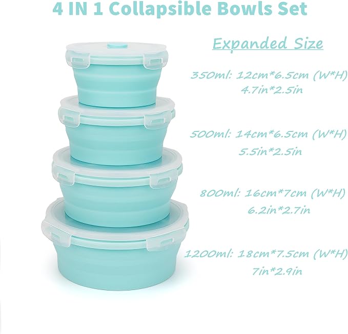 CARTINTS Silicone Collapsible Food Storage Containers-Prep/Storage Bowls - Image 2