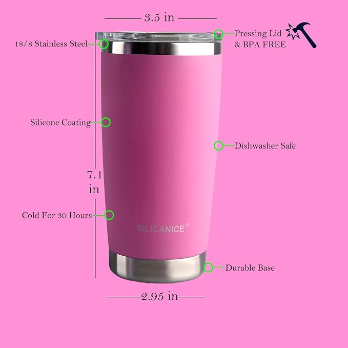 Spill Proof Peony Soft Touch Stainless Steel Reusable Insulated 20oz Tumbler - Image 9