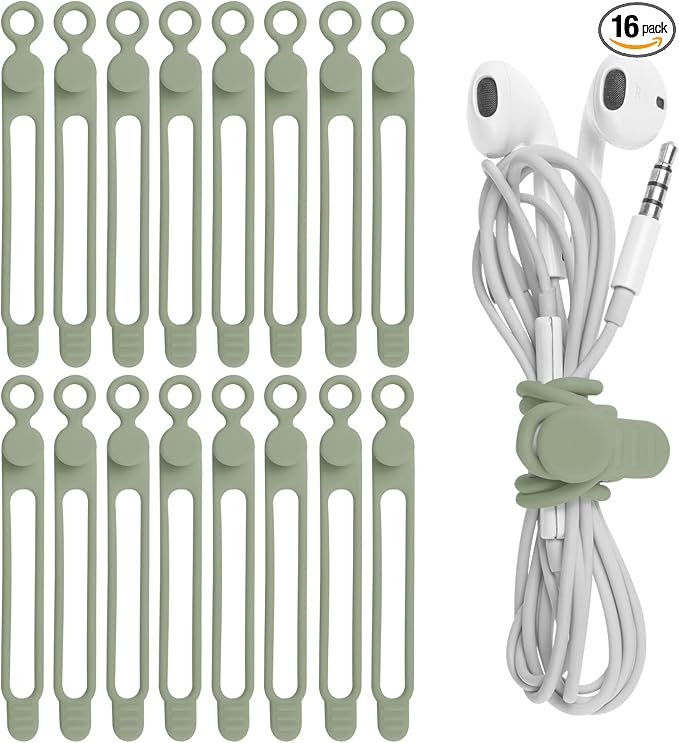 Nearockle 16Pcs Silicone Cable Straps Wire Organizer by ELECTRONICSORGANIZATION